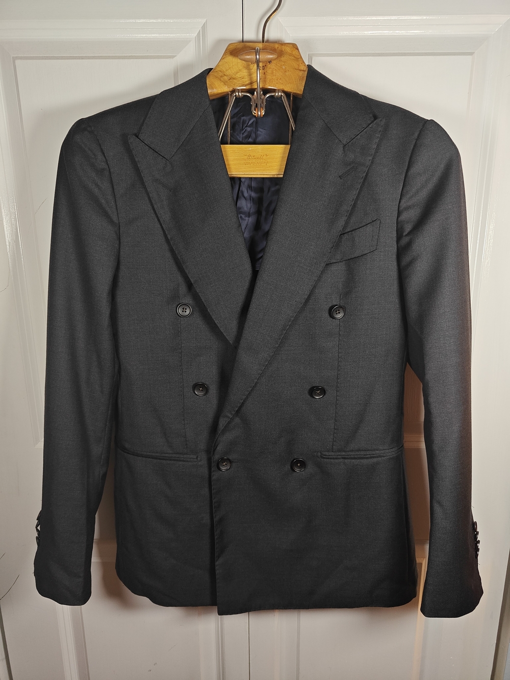 Suitsupply Havana Double Breasted Blazer Mens 38R Charcoal VBC Wool Jacket